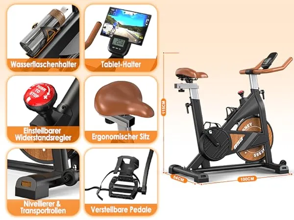 Körperdoc - Heimtrainer Fitnessbike Fahrrad – Magnetwiderstand, Bluetooth, LCD-Display & verstellbarem Sitz, bis 160 kg