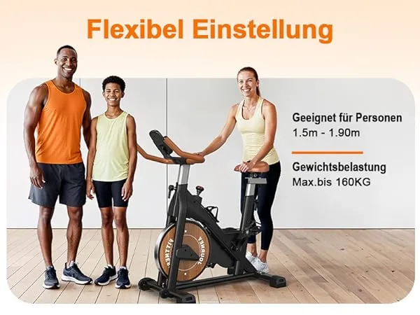 Körperdoc - Heimtrainer Fitnessbike Fahrrad – Magnetwiderstand, Bluetooth, LCD-Display & verstellbarem Sitz, bis 160 kg
