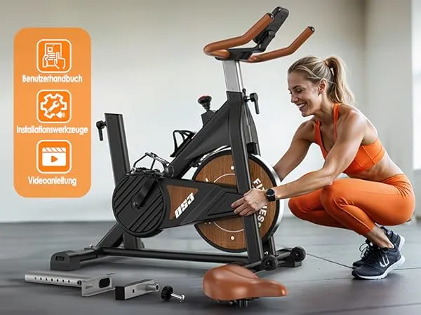 Körperdoc - Heimtrainer Fitnessbike Fahrrad – Magnetwiderstand, Bluetooth, LCD-Display & verstellbarem Sitz, bis 160 kg