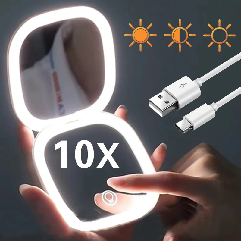 Mini LED Kosmetikspiegel 10x – Präzision & Perfektes Licht für Make-up | Cervora