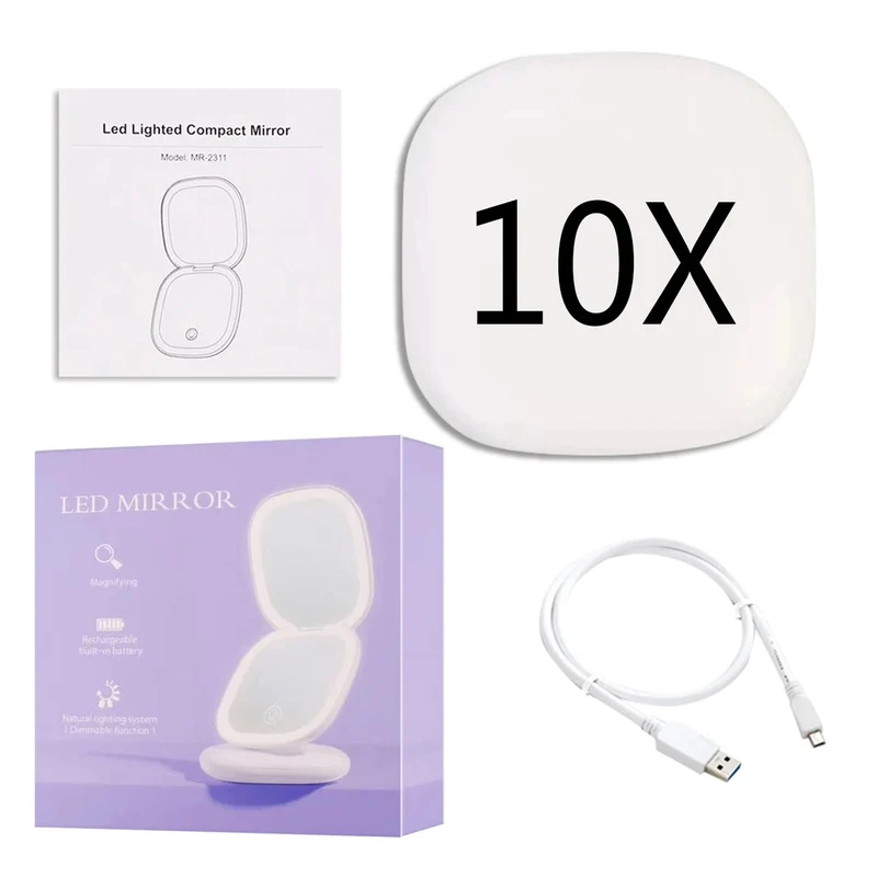 Mini LED Kosmetikspiegel 10x – Präzision & Perfektes Licht für Make-up | Cervora