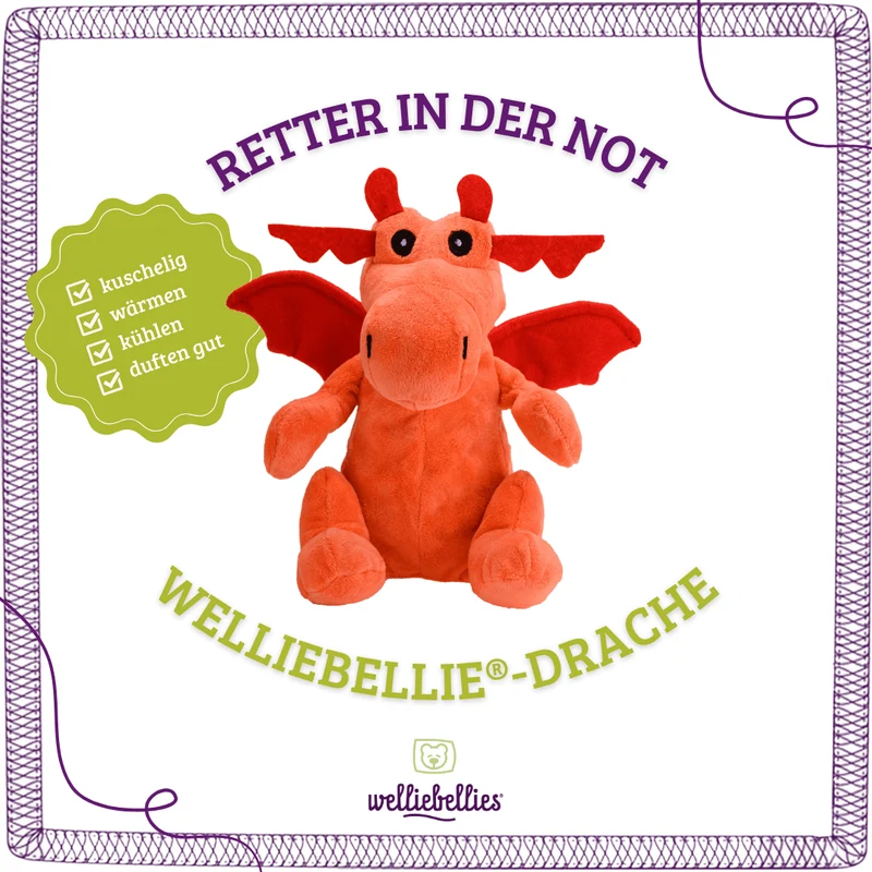 Drache Wärmekuscheltier mit herausnehmbarem Hirse-Körnerkissen