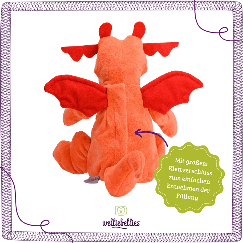 Drache Wärmekuscheltier mit herausnehmbarem Hirse-Körnerkissen