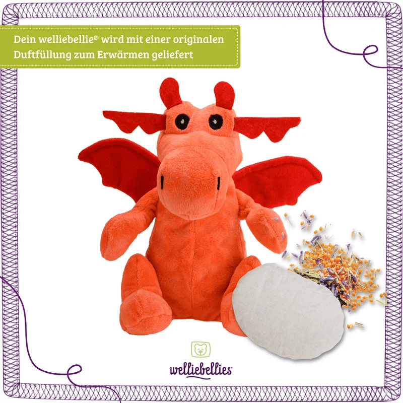 Drache Wärmekuscheltier mit herausnehmbarem Hirse-Körnerkissen
