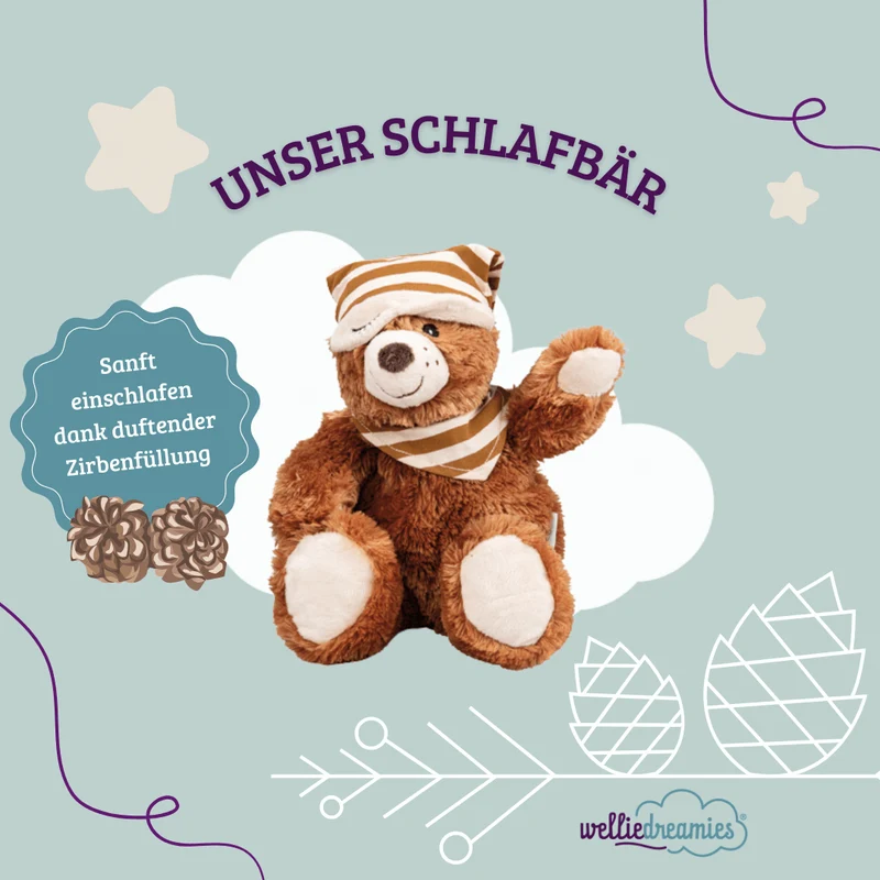 welliedreamies® Schlafbär mit Zirbenfüllung