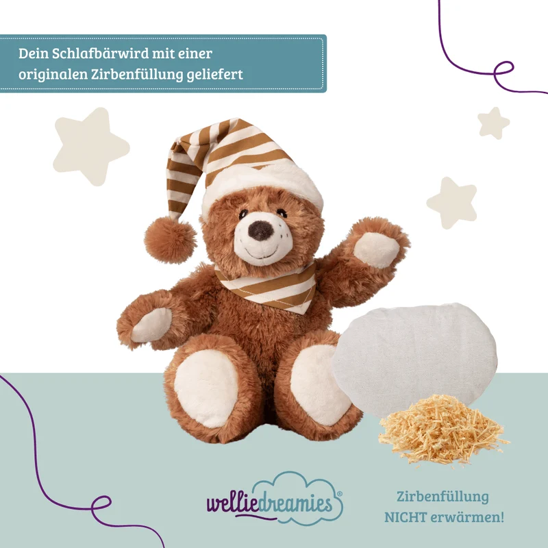 welliedreamies® Schlafbär mit Zirbenfüllung