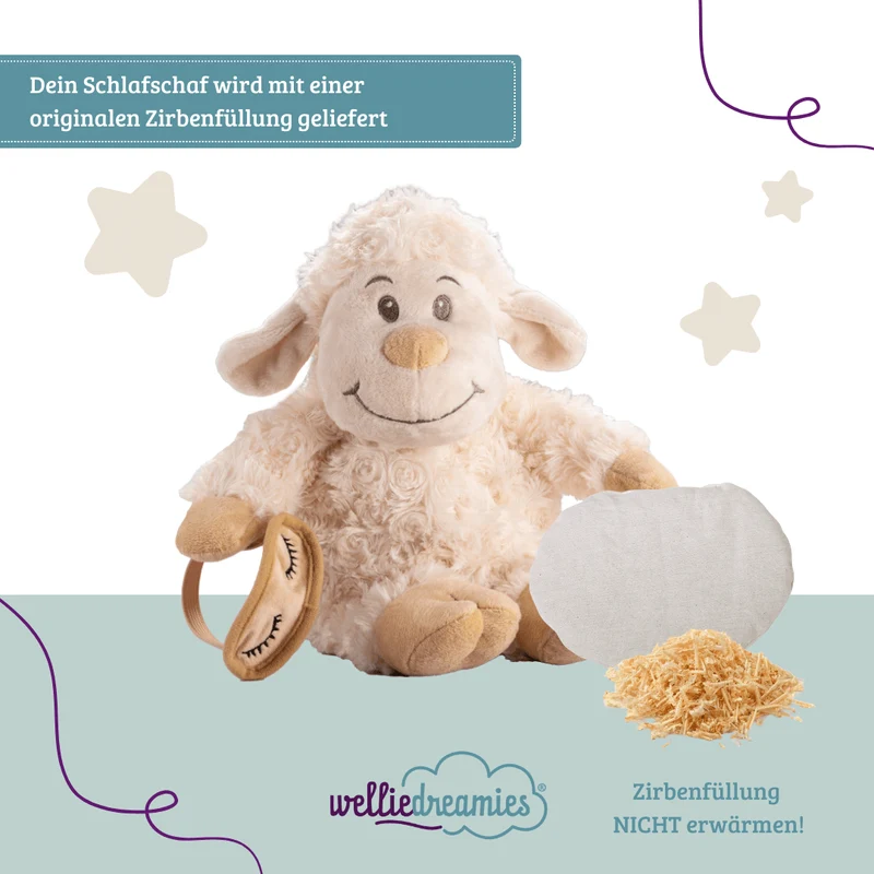 welliedreamies® Schlafschaf mit Zirbe / Arve Füllung