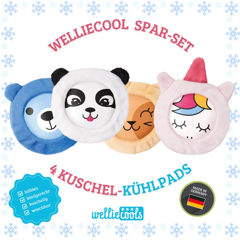 Welliecool-Set: 4 süße Kühlkissen für Kinder