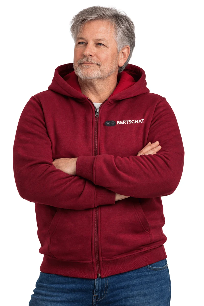 Men’s Heated Hoodie – Dual Heating - Burgundy