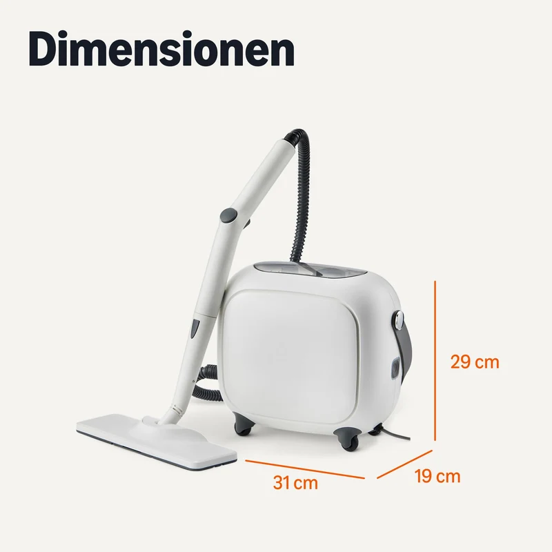 Handdampfreiniger, 1000W, 250-ml-Tank, 9 Zubehörteile, 3,6-m-Kabel, für Bad, Küche, Auto, Weiß