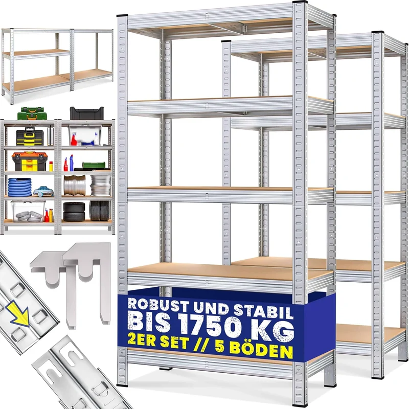 2er Set Schwerlastregal 180x90x40cm