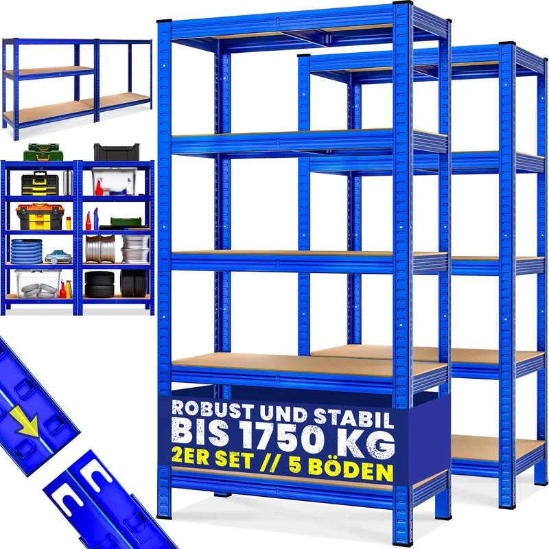 2er Set Schwerlastregal 180x90x40cm