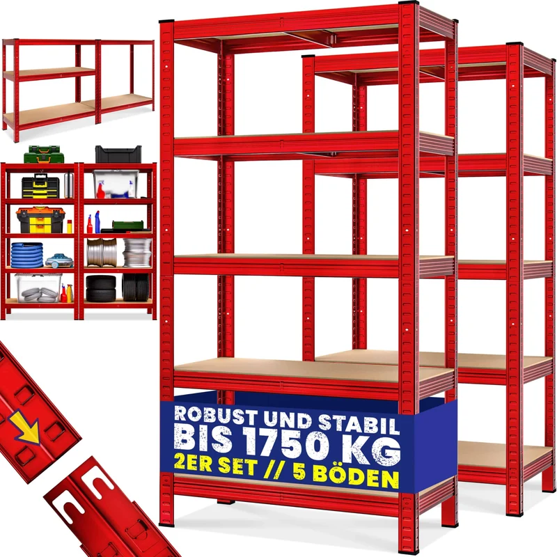 2er Set Schwerlastregal 180x90x40cm