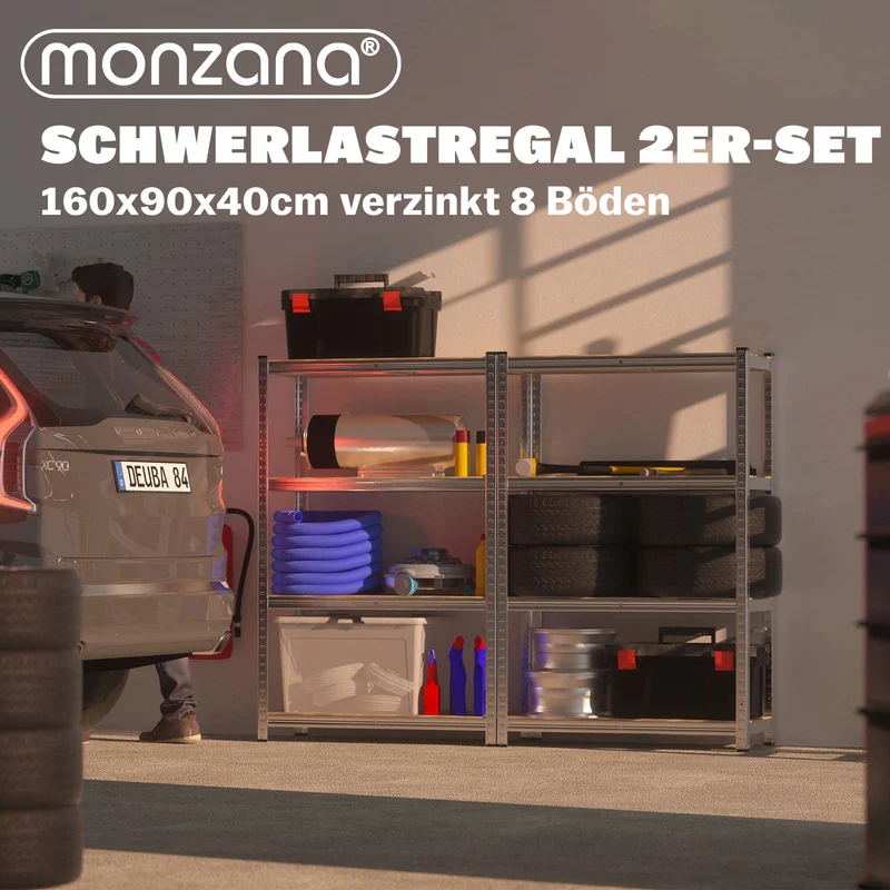 2er Set Schwerlastregal 180x90x40cm