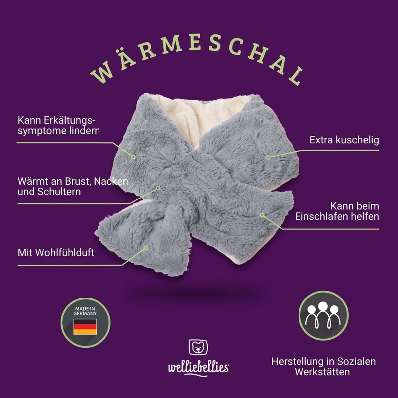 Plüsch Wärmeschal mit Hirse & Kräutern – Wärme für Nacken & Schultern