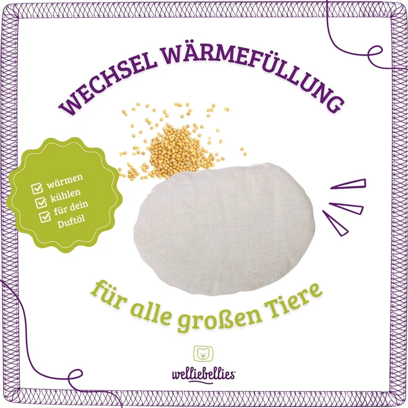 welliebellies® Wechsel-Körnerkissen ohne Kräuterduft für große Tiere