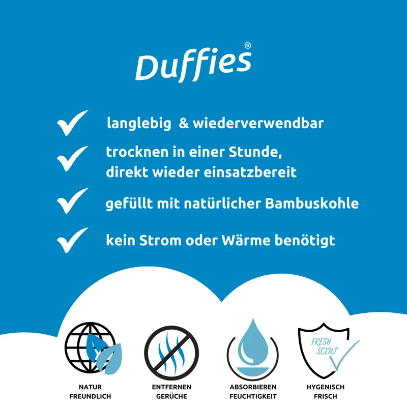 DUFFIES® Anti-Geruchs-Kissen Motiv Sports – für Sportschuhe & Sporttasche