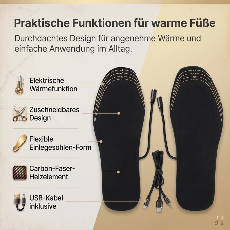 ThermaSole Pro® – Elektrische beheizbare Einlegesohlen für regulierbare Fußwärme