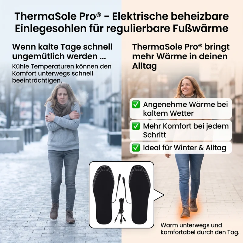 ThermaSole Pro® – Elektrische beheizbare Einlegesohlen für regulierbare Fußwärme