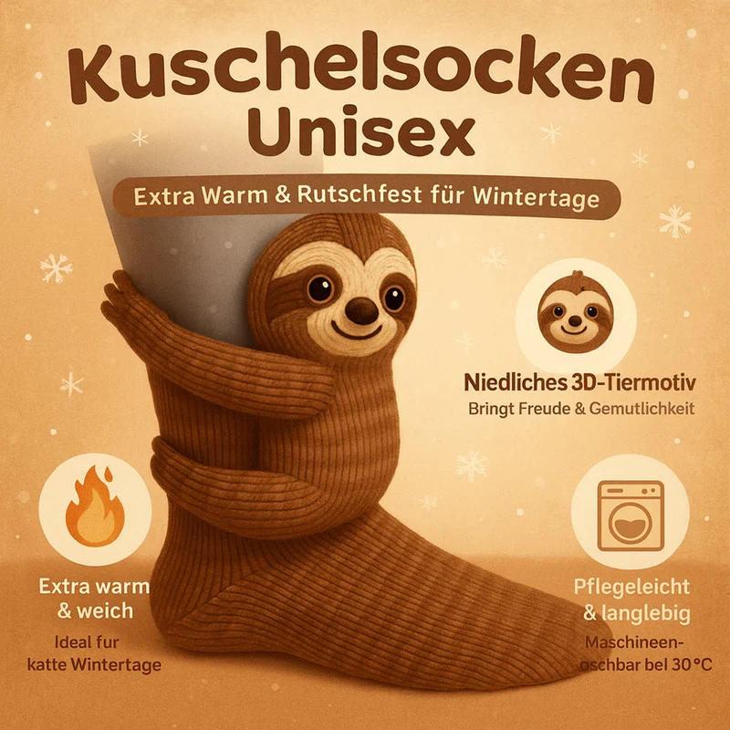 Kuschelsocken Unisex Winter Warm Weich Tiermotiv Haussocken
