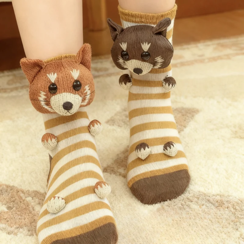 Kuschelsocken Unisex Winter Warm Weich Tiermotiv Haussocken