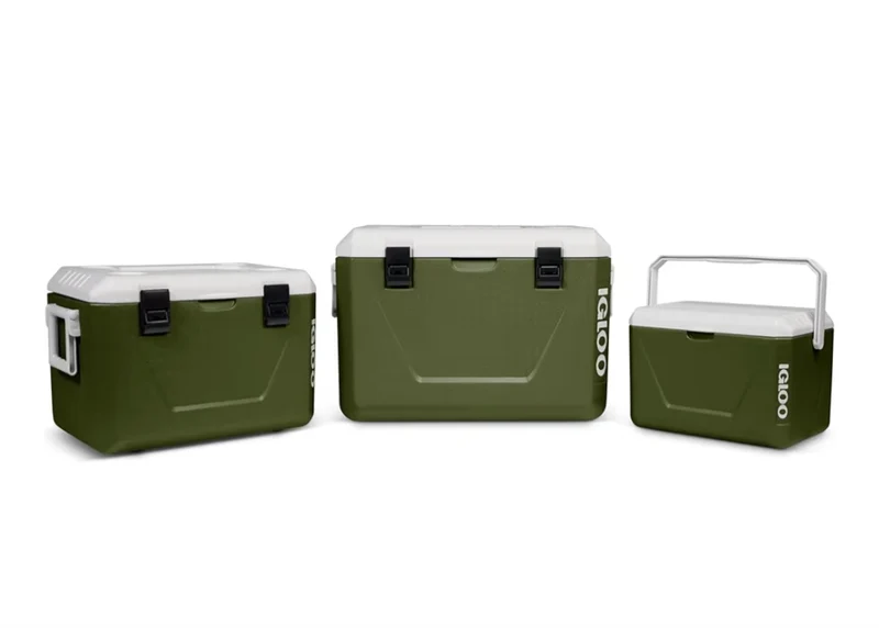 Stapelbare Passiv‑Kühlboxen Set 55 L + 27 L + 11 L – Platzsparende Camping‑Kühlboxen, robust & leicht, ideal für Picknick, Strand, Outdoor & Freizeit – Ineinander verstaubar, Grün