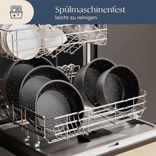 Topfset mit Abnehmbarer Griff, 17-Teilig Topfsets Pfannenset mit Antihaft Beschichtet, Topfset Induktion Kochtopf Set mit Deckel, für Alle Herdarten, Backofenfest, Ofenfest (grau)