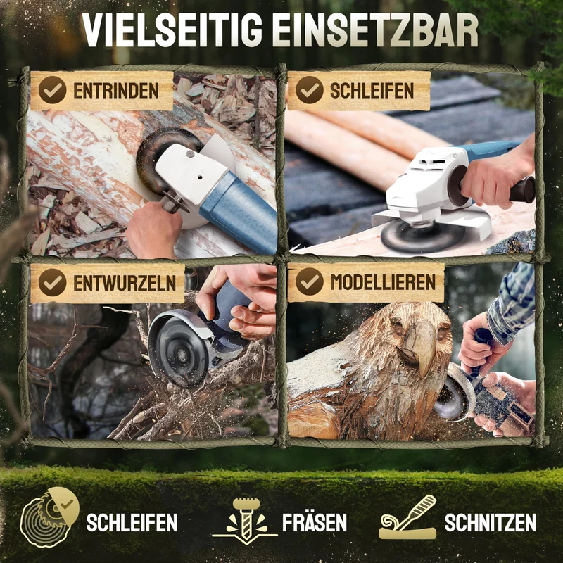 Holz Schleifscheibe 125mm Winkelschleifer [EXTRA SCHARF] | Flexscheibe für Holz - Wurzelfräse - Lackfräse - Baumstumpffräse - Raspelscheibe - Schleifen mit einer Flex Schleifscheibe