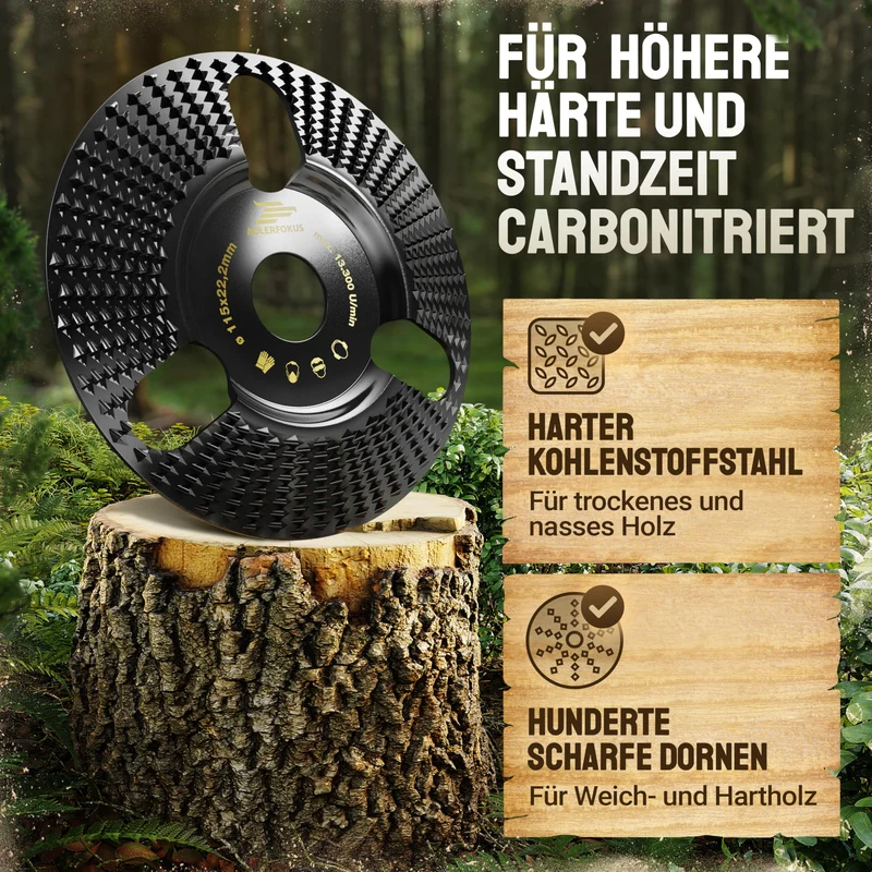 Holz Schleifscheibe 125mm Winkelschleifer [EXTRA SCHARF] | Flexscheibe für Holz - Wurzelfräse - Lackfräse - Baumstumpffräse - Raspelscheibe - Schleifen mit einer Flex Schleifscheibe