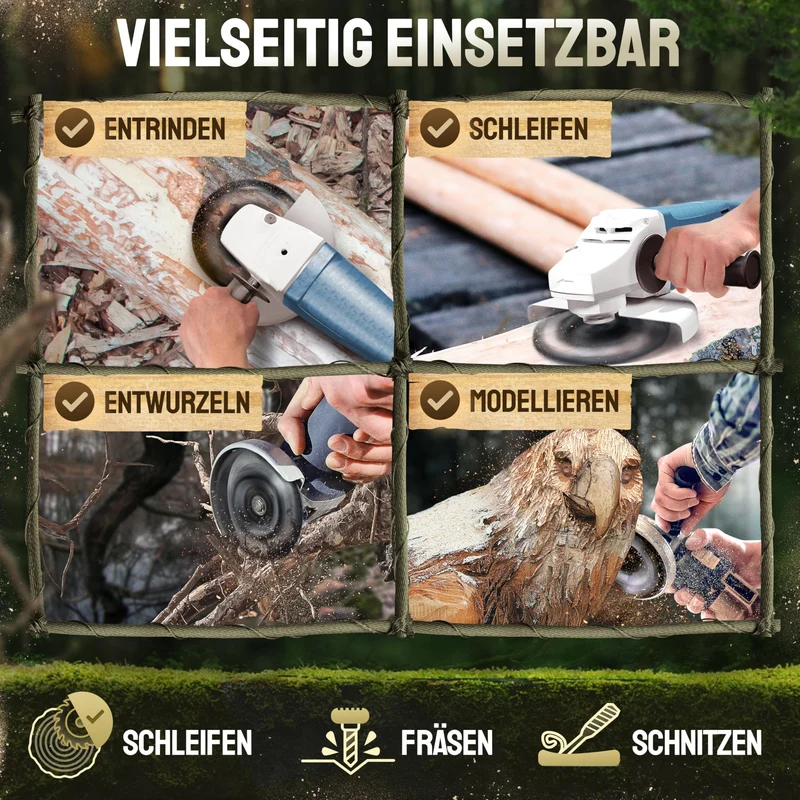 Holz Schleifscheibe 125mm Winkelschleifer [EXTRA SCHARF] | Flexscheibe für Holz - Wurzelfräse - Lackfräse - Baumstumpffräse - Raspelscheibe - Schleifen mit einer Flex Schleifscheibe