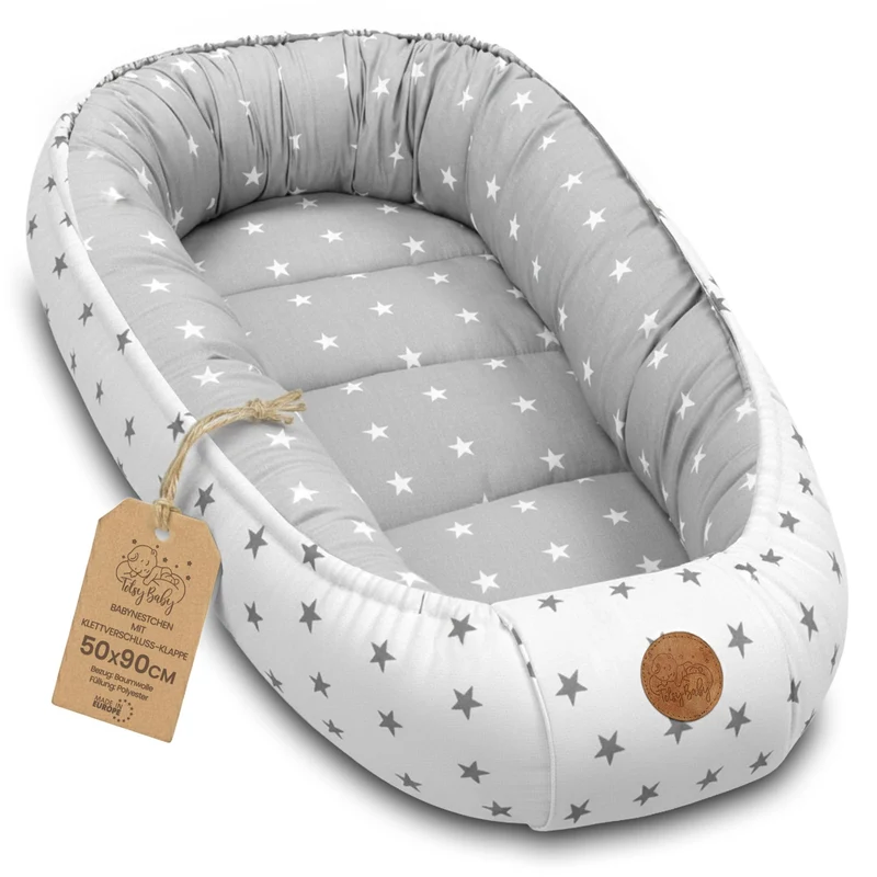 Babynest Babynestchen Neugeborene 90 x 50 cm baby nestchen tragbar nest für bett kinder kuschelnest coccon für Jungen und Mädchen