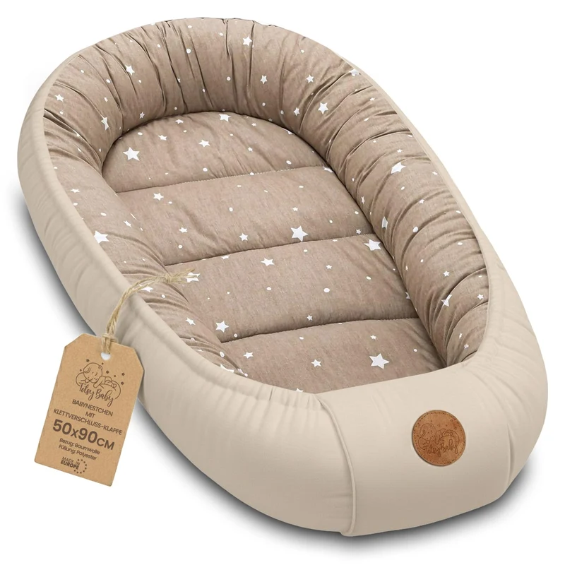Babynest Babynestchen Neugeborene 90 x 50 cm baby nestchen tragbar nest für bett kinder kuschelnest coccon für Jungen und Mädchen