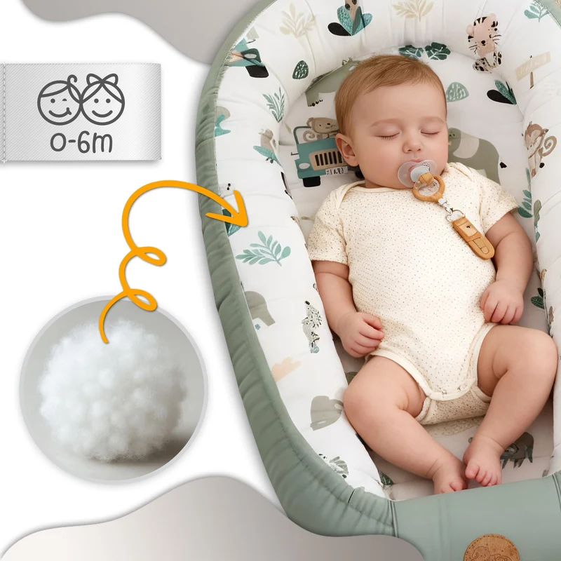 Babynest Babynestchen Neugeborene 90 x 50 cm baby nestchen tragbar nest für bett kinder kuschelnest coccon für Jungen und Mädchen