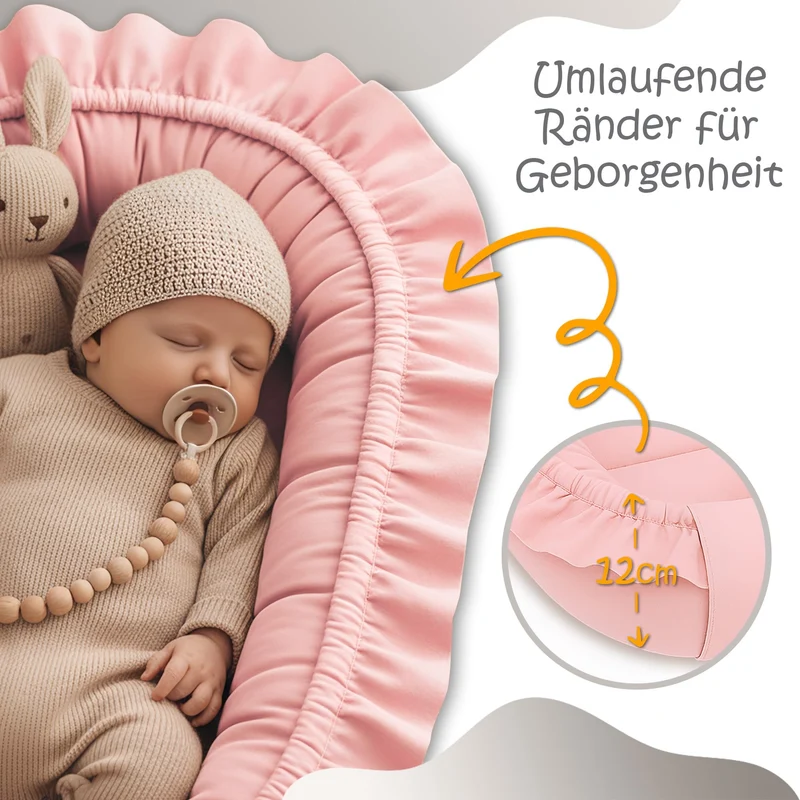 Babynest Babynestchen Neugeborene 90 x 50 cm baby nestchen tragbar nest für bett kinder kuschelnest coccon für Jungen und Mädchen