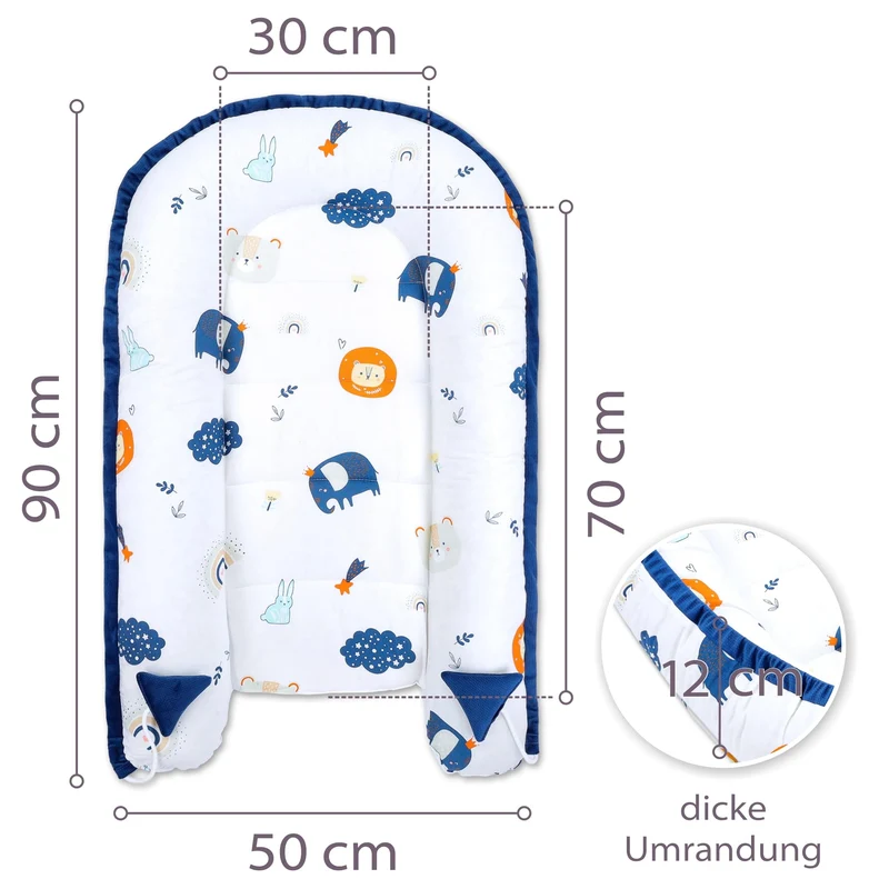 Babynest Babynestchen Neugeborene 90 x 50 cm baby nestchen tragbar nest für bett kinder kuschelnest coccon für Jungen und Mädchen