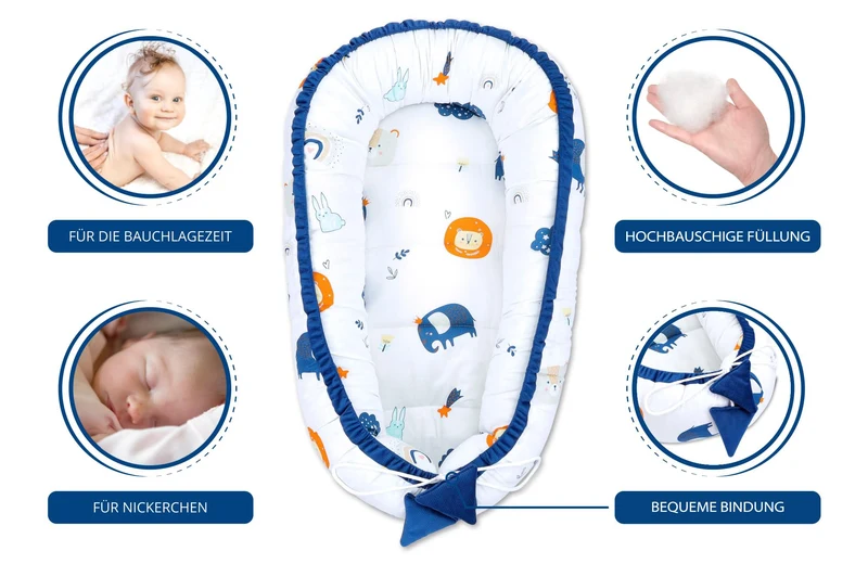 Babynest Babynestchen Neugeborene 90 x 50 cm baby nestchen tragbar nest für bett kinder kuschelnest coccon für Jungen und Mädchen