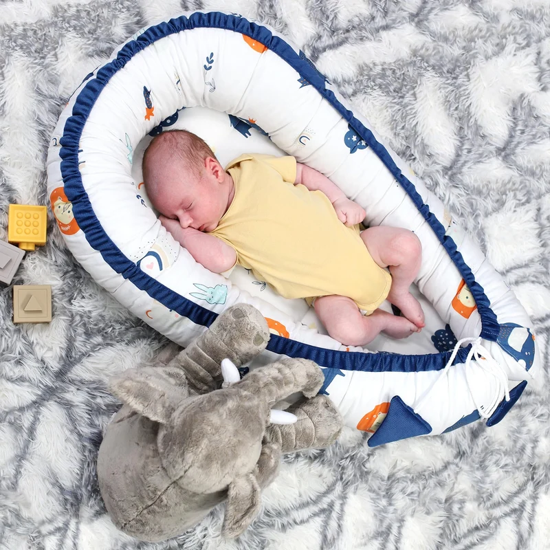 Babynest Babynestchen Neugeborene 90 x 50 cm baby nestchen tragbar nest für bett kinder kuschelnest coccon für Jungen und Mädchen