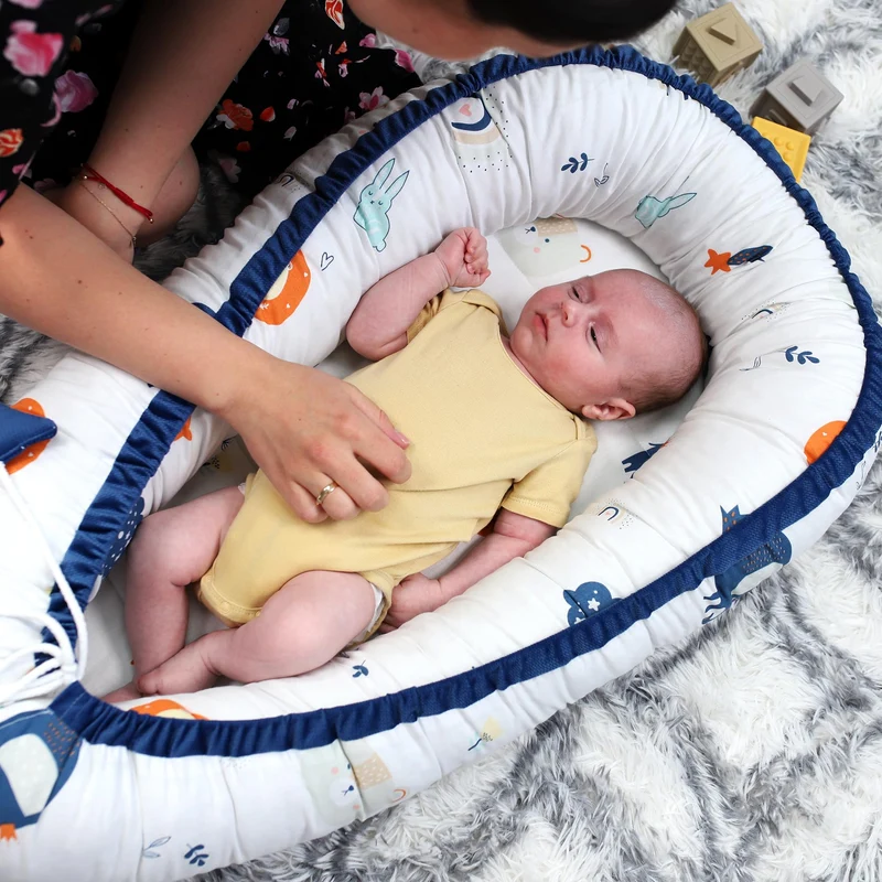 Babynest Babynestchen Neugeborene 90 x 50 cm baby nestchen tragbar nest für bett kinder kuschelnest coccon für Jungen und Mädchen
