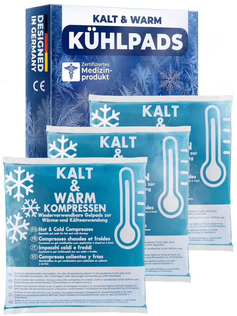 Kühlpads Kalt Warm Kompresse zertifiziert | Kühlpacks für Kinder & Erwachsene, Mit Fleecehülle, Strapazierfähig, Mehr Gelinhalt, PowerSeal Schweißnaht, Tiefgekühlt weich