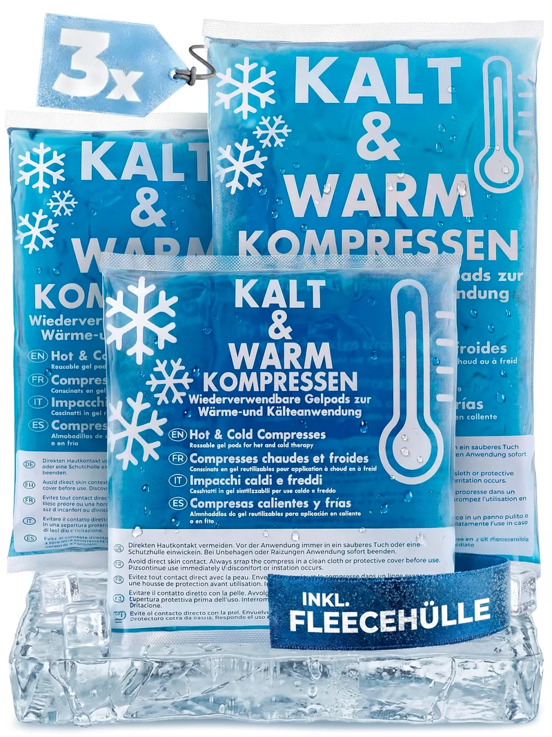 Kühlpads Kalt Warm Kompresse zertifiziert | Kühlpacks für Kinder & Erwachsene, Mit Fleecehülle, Strapazierfähig, Mehr Gelinhalt, PowerSeal Schweißnaht, Tiefgekühlt weich