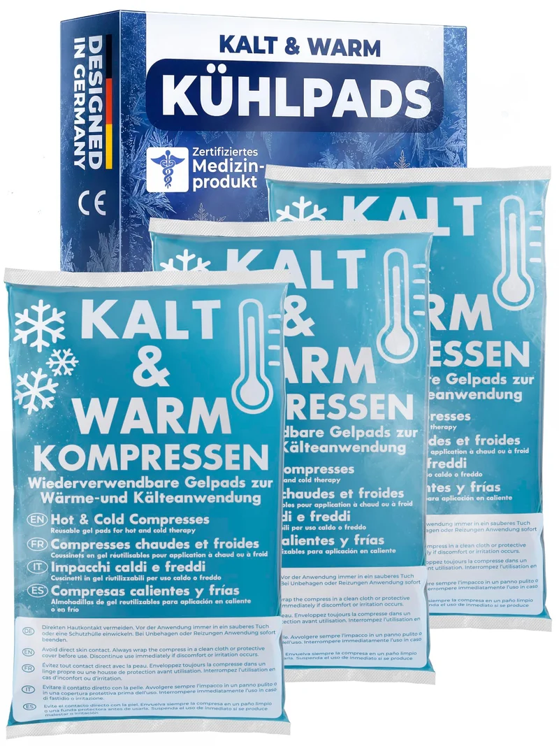 Kühlpads Kalt Warm Kompresse zertifiziert | Kühlpacks für Kinder & Erwachsene, Mit Fleecehülle, Strapazierfähig, Mehr Gelinhalt, PowerSeal Schweißnaht, Tiefgekühlt weich