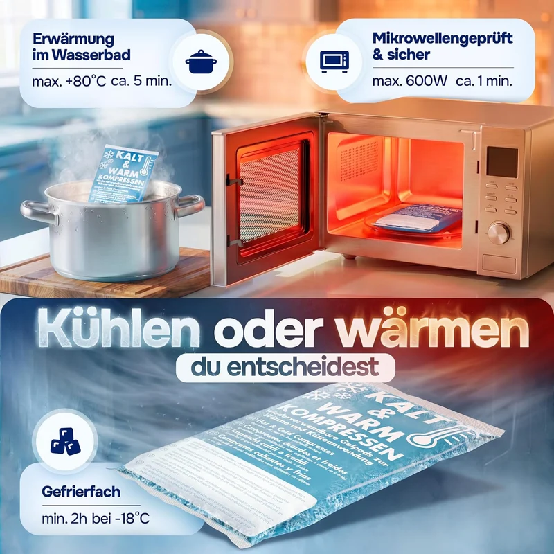 Kühlpads Kalt Warm Kompresse zertifiziert | Kühlpacks für Kinder & Erwachsene, Mit Fleecehülle, Strapazierfähig, Mehr Gelinhalt, PowerSeal Schweißnaht, Tiefgekühlt weich