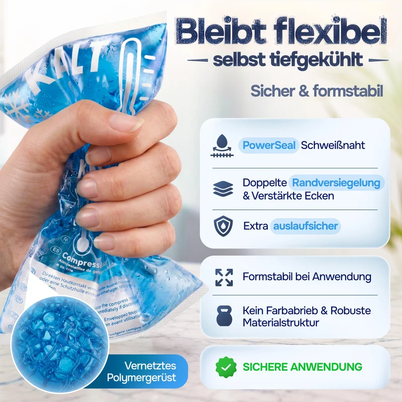 Kühlpads Kalt Warm Kompresse zertifiziert | Kühlpacks für Kinder & Erwachsene, Mit Fleecehülle, Strapazierfähig, Mehr Gelinhalt, PowerSeal Schweißnaht, Tiefgekühlt weich