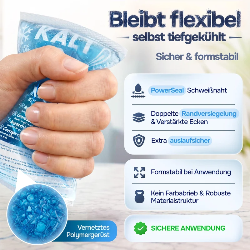 Kühlpads Kalt Warm Kompresse zertifiziert | Kühlpacks für Kinder & Erwachsene, Mit Fleecehülle, Strapazierfähig, Mehr Gelinhalt, PowerSeal Schweißnaht, Tiefgekühlt weich