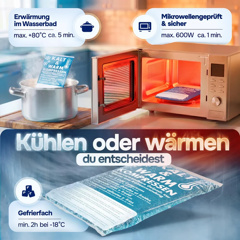 Kühlpads Kalt Warm Kompresse zertifiziert | Kühlpacks für Kinder & Erwachsene, Mit Fleecehülle, Strapazierfähig, Mehr Gelinhalt, PowerSeal Schweißnaht, Tiefgekühlt weich