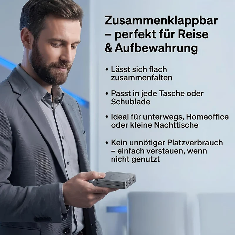 3 in 1 MagSafe Induktive Ladestation, Kabelloses Ladegerät QI2.2 | Magnet Induktionsladegerät für iPhone 12-17 Serie/Apple Watch/AirPods, Wireless Charger Stand mit 20W Adapter, Silber-Schwarz