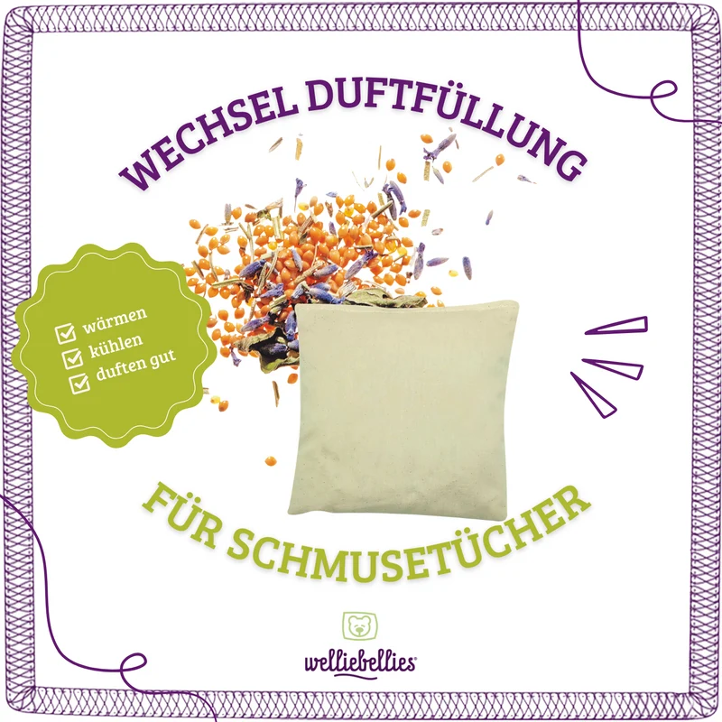 welliebellies® Wechsel-Körnerkissen mit Kräutern für Schmusetücher