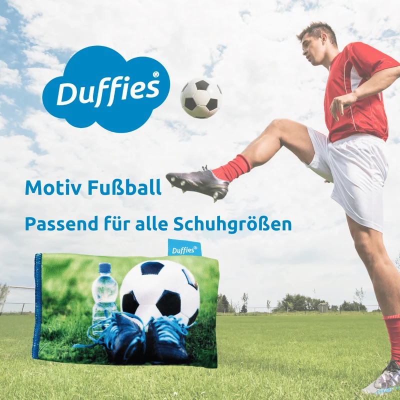 DUFFIES® Anti-Geruchs-Kissen Motiv Fußball – für Fußballschuhe