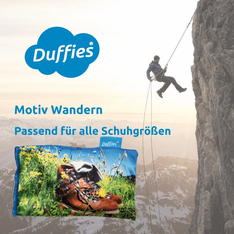 DUFFIES® Anti-Geruchs-Kissen Motiv Wandern – für Wanderschuhe & Outdoor