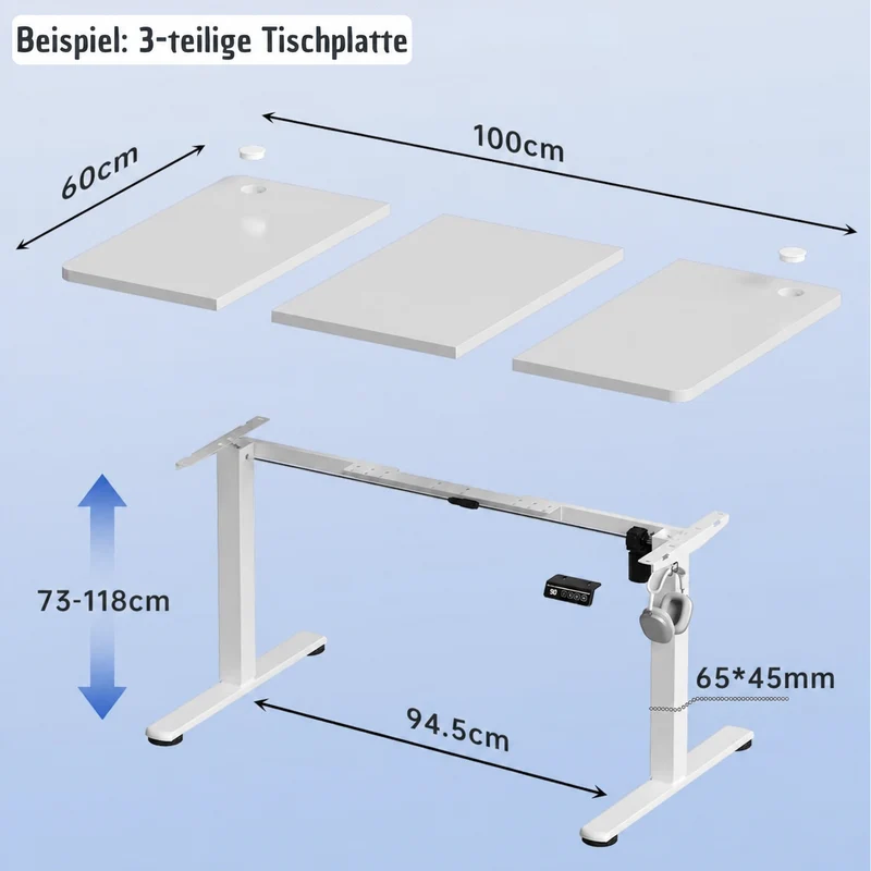 Höhenverstellbarer Schreibtisch 100x60 weiß, elektrisch